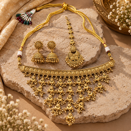 Antique Gold Plated Imitation Jewellery Set 