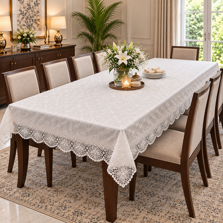 10 seater white lace table cover