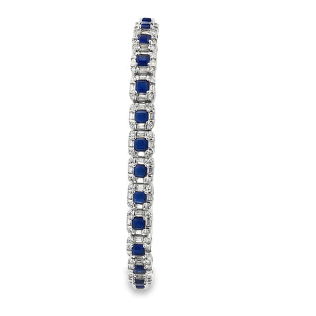 RAMAYA Bracelets - White Gold Tennis Bracelet with Royal Blue Sapphires