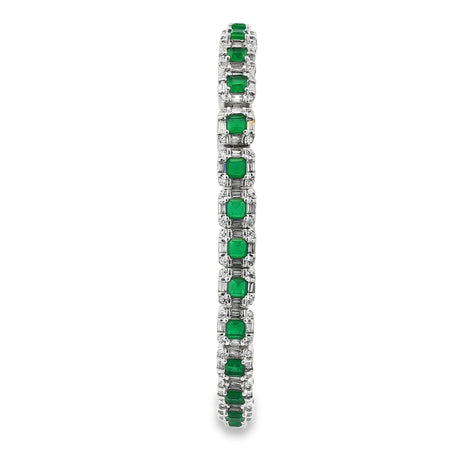 RAMAYA Bracelets - White Gold Tennis Bracelet with Square Emeralds