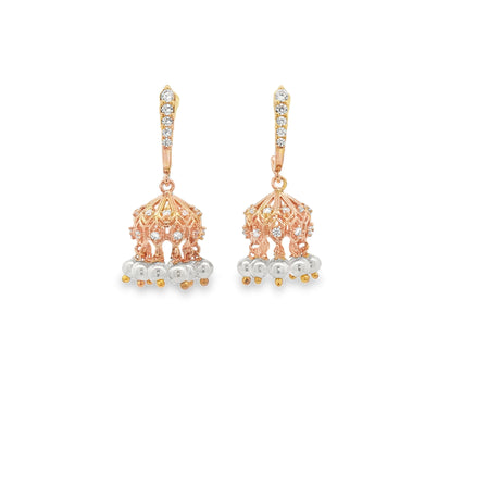 RAMAYA Dangle Earrings - Gold Filigree Dangle Earrings with Pearl Accents