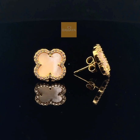RAMAYA Earrings - Elegant Gold and Mother-of-Pearl Earrings