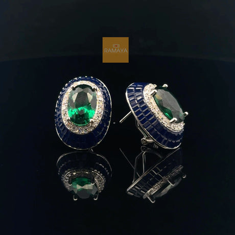RAMAYA Earrings - Elegant Green and Blue Earrings
