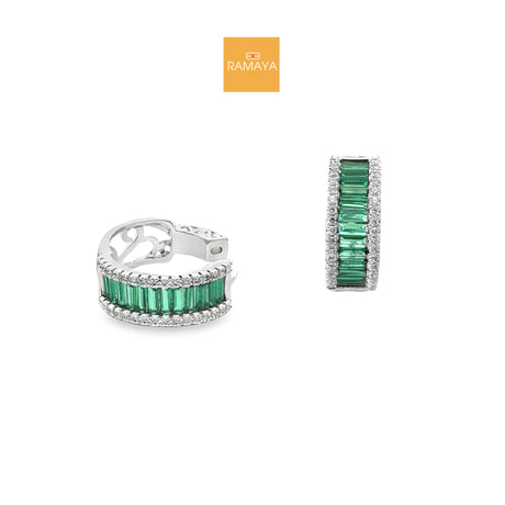 RAMAYA Earrings - Elegant Green Emerald Earrings