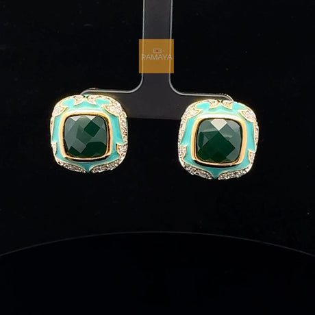 RAMAYA Earrings - Elegant Green Gemstone Earrings