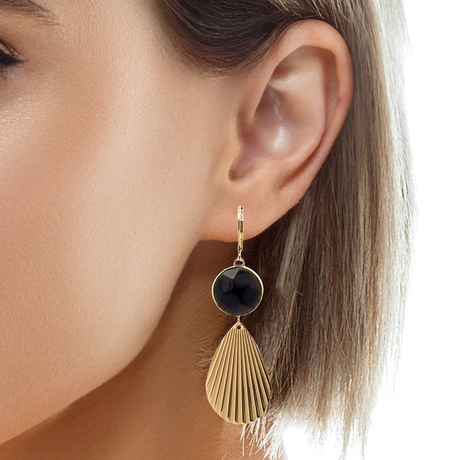 RAMAYA Earrings - Elegant Black and Gold Earrings