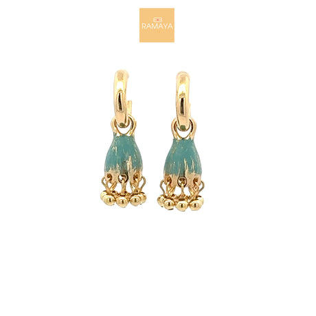 RAMAYA Earrings - Elegant Gold and Aqua Earrings