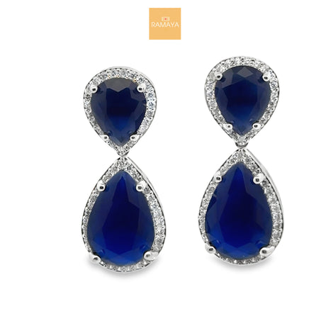 RAMAYA Earrings - Elegant Blue Teardrop Earrings