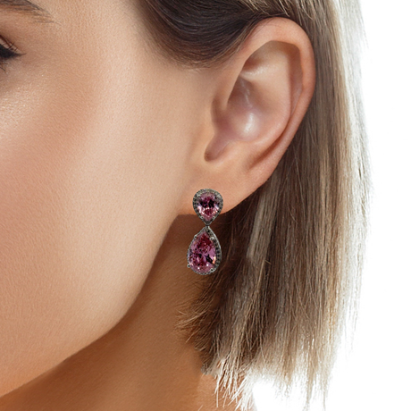 RAMAYA Earrings - Elegant Pink Teardrop Earrings