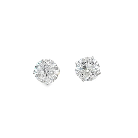 RAMAYA Earrings - 99.5 Serling Silver Stud Earrings with Round Cut Diamonds