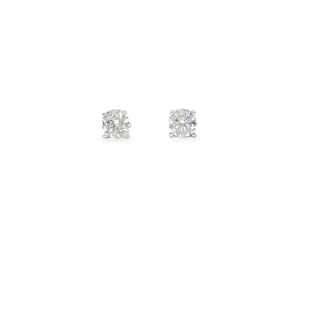 RAMAYA Earrings - 99.5 Serling Silver Round Brilliant Cut Diamond Stud Earrings
