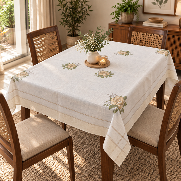 Marguerite Cross-Stitch Rose 4 seater Table Cover 40*60 inches
