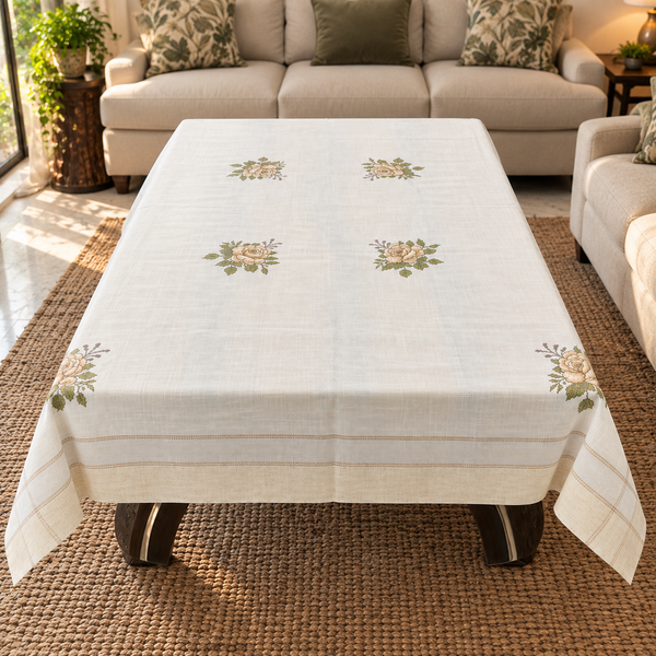 Marguerite Cross-Stitch Rose 8 seater Table Cover 60*90 inches