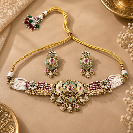Antique Gold Plated Imitation Jewellery Set