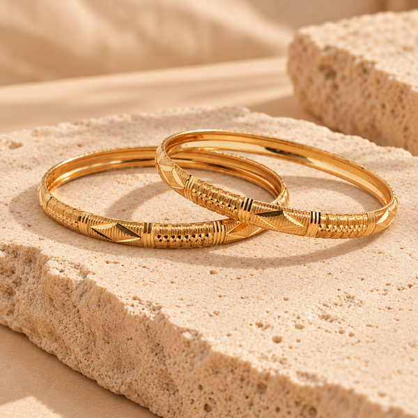 Myelle Gold Engraved Pattern Bangles