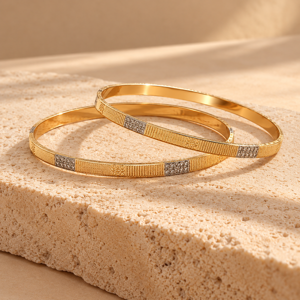 Renessa Gold Two-Tone Textured Bangles