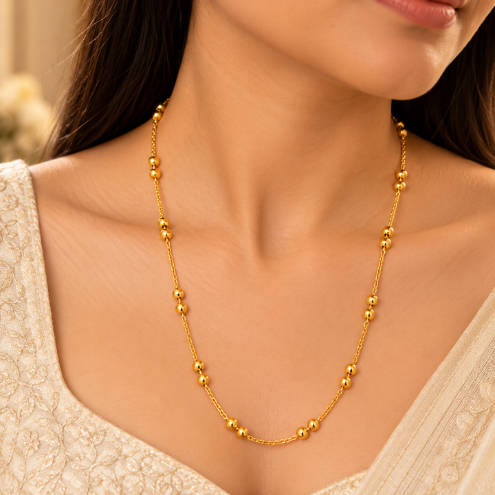 Elara Gold-Tone Beaded Long Chain Necklace