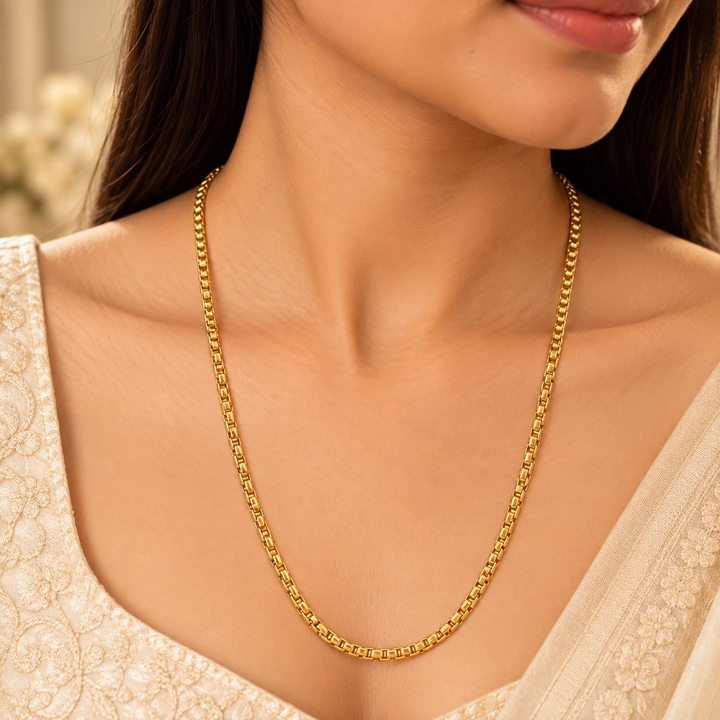 Aurex Gold-Tone Box Chain Necklace