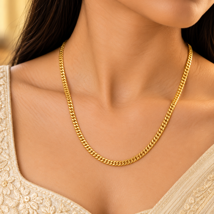 Aurex Classic Gold-Tone Cuban Chain Necklace