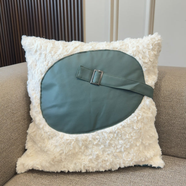 Verdelle Sage Green Buckle Faux Fur Cushion Cover