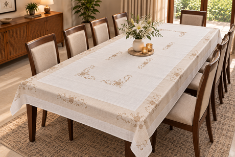 Ivory and beige table cover
