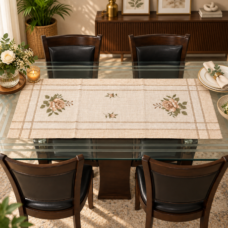 Marguerite Cross-Stitch Rose Table Runner