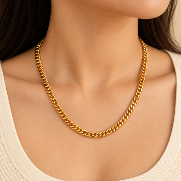 Aurelio Gold Plated Cuban Chain Necklace