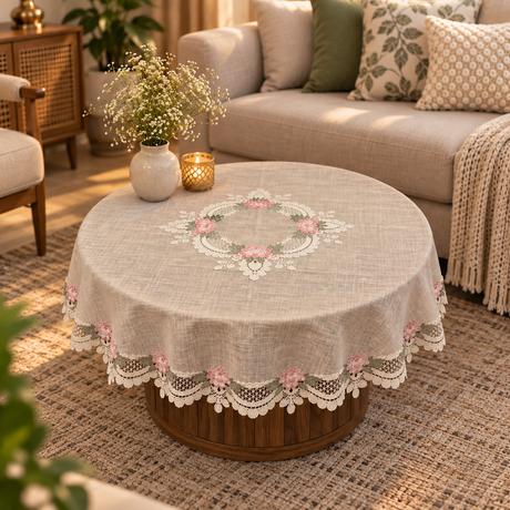 Poly linen round table cover 40"