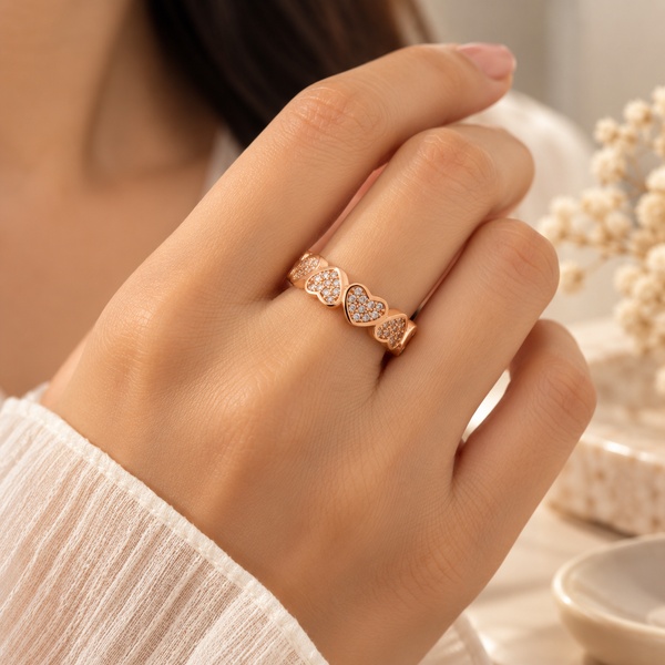 Pavé Heart Eternity Rose Gold Diamond Ring