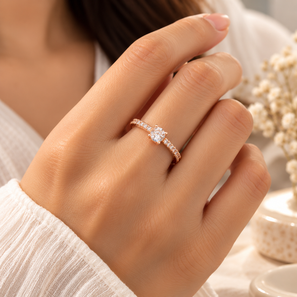Kiara Rose Gold Solitaire AD Ring