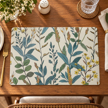 Sage & Amber Wildflower Botanical Vegan Leather Table Mat 12x18 