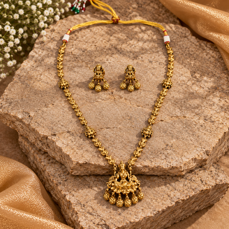 Temple Goddess Pendant Long Necklace