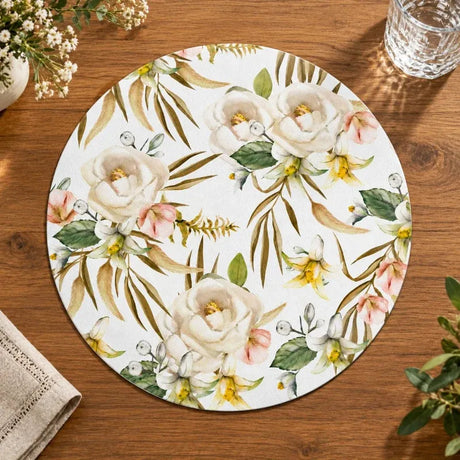  lifestyle image of Vegan Leather Round Placemat 16