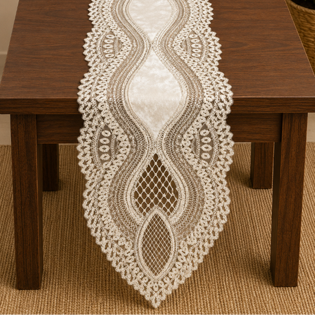 White Lace Table Runner 16x72 Inch – RAMAYA