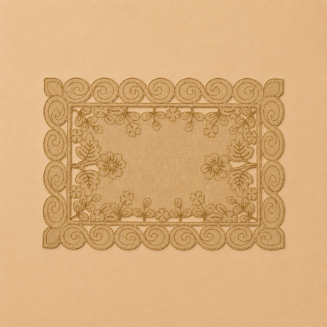 Decorative lace pattern on a beige background