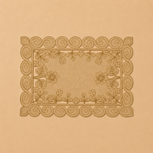Decorative lace pattern on a beige background