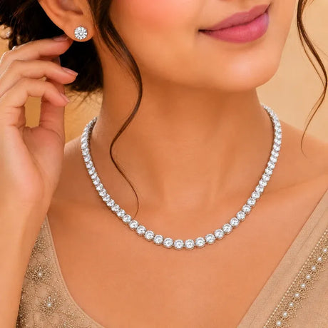 lifestyle image of american diamond necklace set