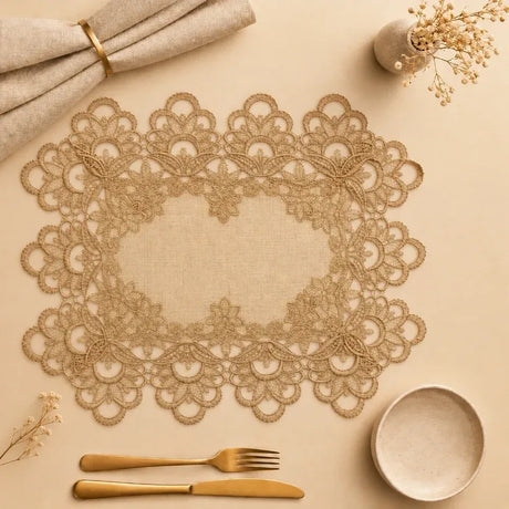 Beige Embroidered Lace Placemat lifestyle image