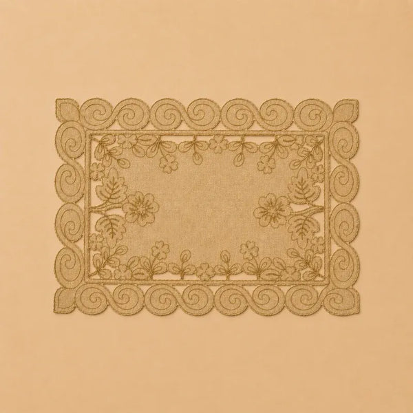 Suvarna Aria Gold Cutwork Embroidered Placemat
