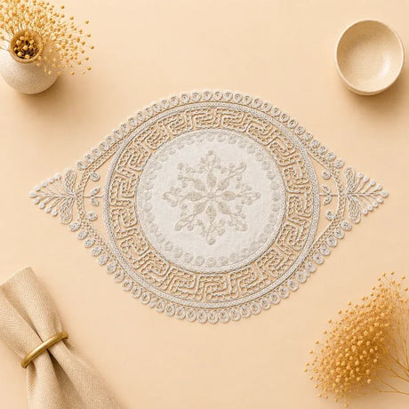 White Embroidered Net Lace Placemat  lifestyle image 