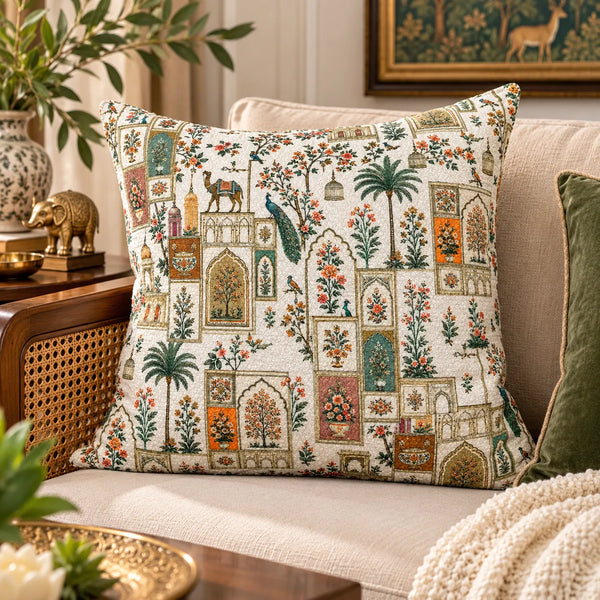 Vantara Garden Printed Cotton Cushion Cover – 16x16 Inch