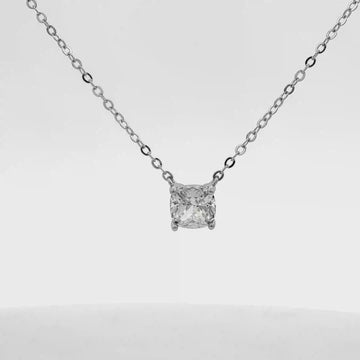 Cushion-Cut CZ Pendant Necklace, Silver-Toned – 0.6 x 0.6 cm