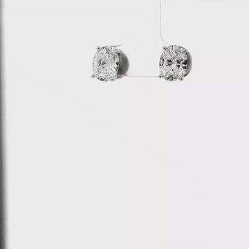 Oval-Cut CZ Stud Earrings, Silver-Toned – 0.8 cm