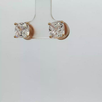 Cushion-Cut CZ Stud Earrings, Gold-Plated – 0.6 x 0.6 cm