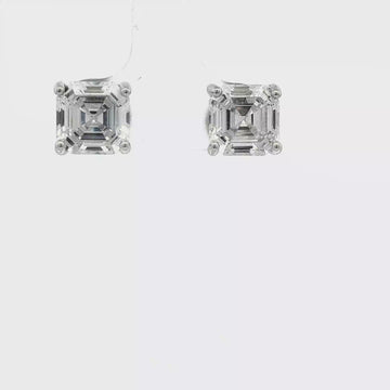 Asscher-Cut CZ Stud Earrings, Silver-Toned – 0.8 cm