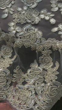 Ivory Embroidered Net Table Topper 40 round...